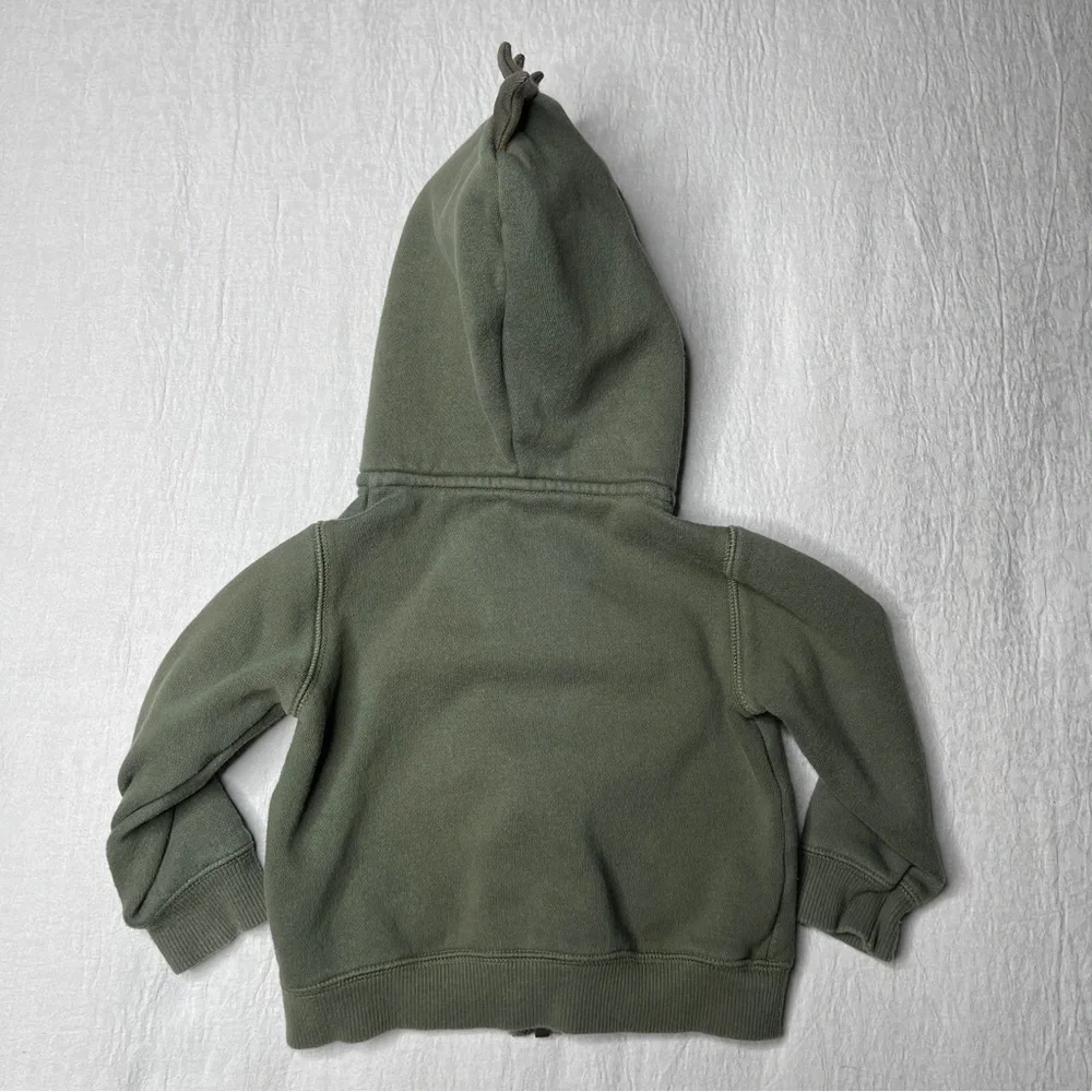 Carter's T-Rex Dino Olive Green Sherpa Lined Full Zip Hoodie 18 Months